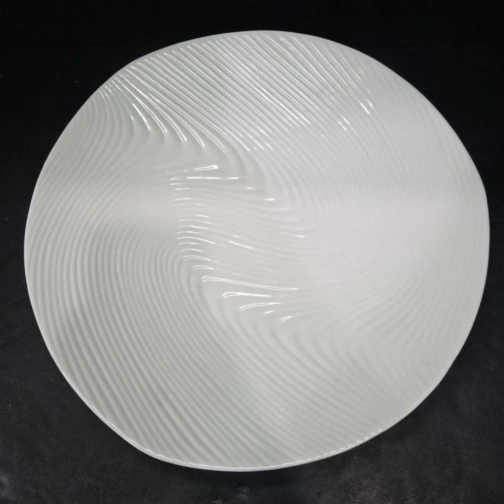 Pier 1 Imports Tropical Wave Serving Platter, Vintage Footed Dish, Centerpiece‎